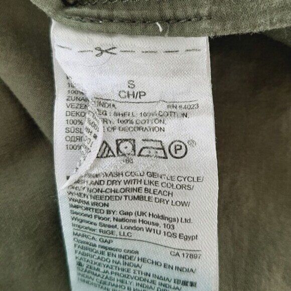 GAP | 100% Cotton Bell Sleeve Eyelet Boho Blouse Scoop Neck Top Green Sz S - Picture 13 of 13